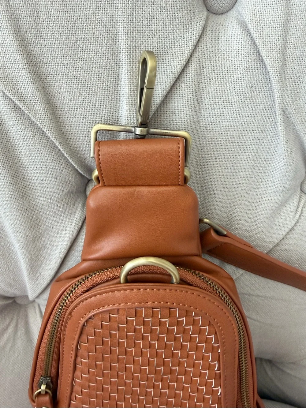 Anthropologie Woven Leather Crossbody Purse Satchel in Brown